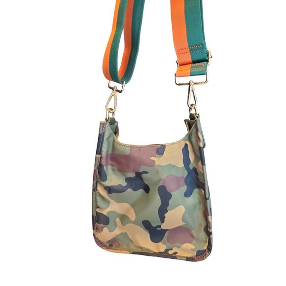Ah.dorned‎ Camo Green and Orange Strap Crossbody - Picture 1 of 10